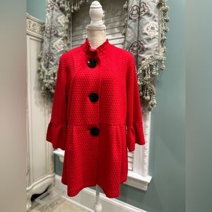 Ali Miles red jacket with black buttons.  Size is XL